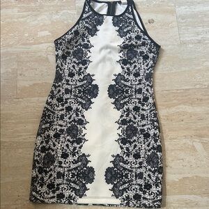 B Darlin Black and White Patterned Mini Dress